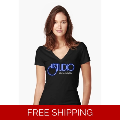 Girlie Fitted V-Neck T-Shirt W&B Logo MH White